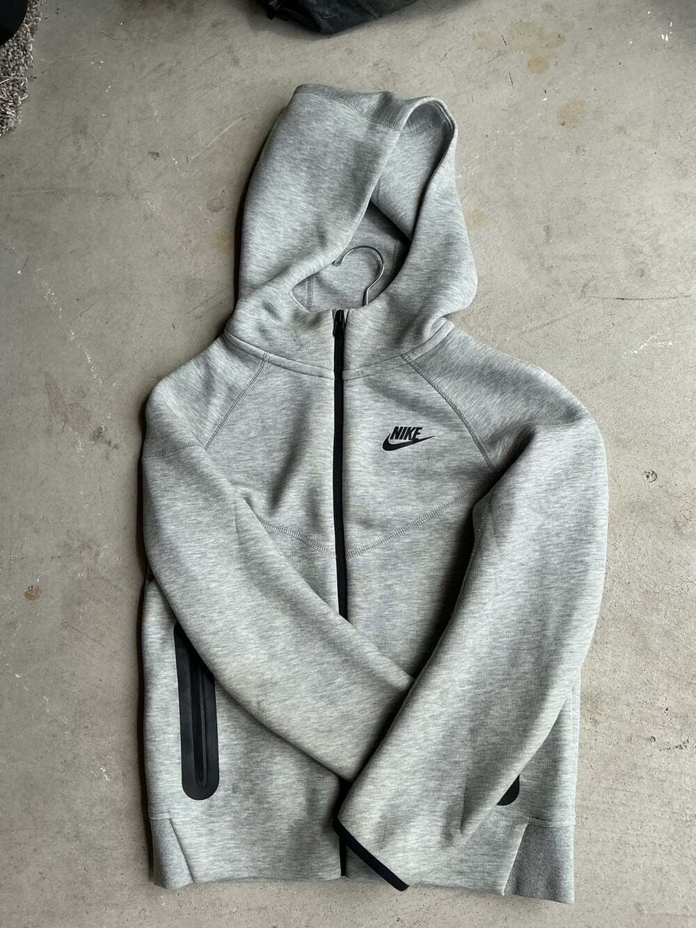 Nike Tech Fleece Full Zip Hoodie Dark Grey Heather / Black Kids Size M